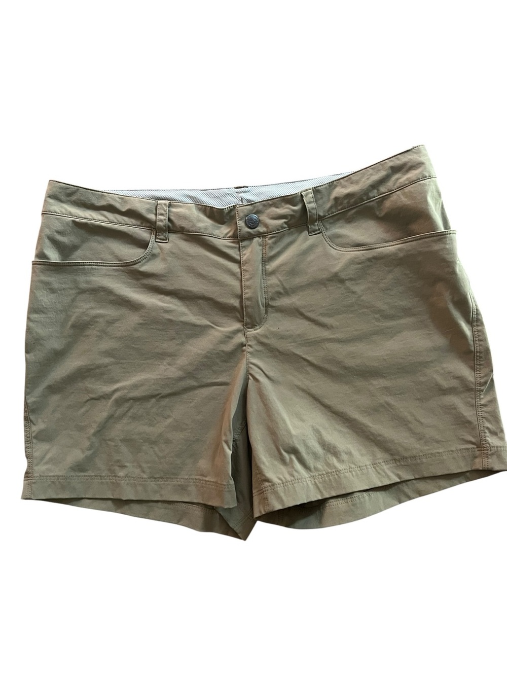 Patagonia Womens Hiking Shorts US 12 Khaki Tan Nylon Spandex Gorpcore Outdoor